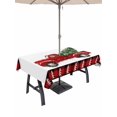 thumbnail image 1 of Outdoor Tablecloth with Umbrella Hole and Zipper, Red Truck Christmas Rectangle Table Cloth 60x102 Inch Waterproof Tablecloth, Plaid Xmas Tree Snowflake Picnic Table Cover for Patio Camping, 1 of 7