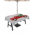 thumbnail image 1 of Outdoor Tablecloth with Umbrella Hole and Zipper, Red Truck Christmas Rectangle Table Cloth 60x102 Inch Waterproof Tablecloth, Xmas Tree Snowflake Grey Picnic Table Cover for Patio Camping, 1 of 7
