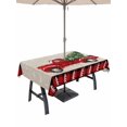 thumbnail image 1 of Outdoor Tablecloth with Umbrella Hole and Zipper, Red Truck Christmas Rectangle Table Cloth 60x120 Inch Waterproof Tablecloth, Red Black Plaid Xmas Tree Snowflake Picnic Table Cover for Patio Camping, 1 of 7