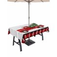 thumbnail image 1 of Outdoor Tablecloth with Umbrella Hole and Zipper, Red Truck Christmas Rectangle Table Cloth 60x120 Inch Waterproof Tablecloth, Red Black Plaid Xmas Tree Wooden Picnic Table Cover for Patio Camping, 1 of 7