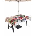 thumbnail image 1 of Outdoor Tablecloth with Umbrella Hole and Zipper, Red Truck Christmas Rectangle Table Cloth 60x84 Inch Waterproof Tablecloth, Gnomes Xmas Tree Snowflake Gifts Wooden Picnic Table Cover for Patio, 1 of 7