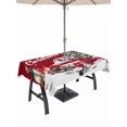 thumbnail image 1 of Outdoor Tablecloth with Umbrella Hole and Zipper, Red Truck Christmas Rectangle Table Cloth 60x84 Inch Waterproof Tablecloth, Xmas Tree Snowflake Gifts Winter Picnic Table Cover for Patio Camping, 1 of 7