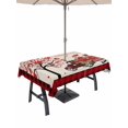 thumbnail image 1 of Outdoor Tablecloth with Umbrella Hole and Zipper, Red Valentine's Day Rectangle Table Cloth 52x70 Inch Waterproof Tablecloth, Love Heart Roses Plaid Romantic Rustic Picnic Table Cover for Patio, 1 of 7