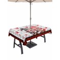 thumbnail image 1 of Outdoor Tablecloth with Umbrella Hole and Zipper, Red Valentine's Day Rectangle Table Cloth 60x84 Inch Waterproof Tablecloth, Love Heart Gnomes Grey Plaid Picnic Table Cover for Patio Camping, 1 of 7