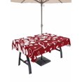 thumbnail image 1 of Outdoor Tablecloth with Umbrella Hole and Zipper, Red White Valentine's Day Rectangle Table Cloth 60x102 Inch Waterproof Tablecloth, Love Heart Modern Art Romantic Picnic Table Cover for Patio, 1 of 7