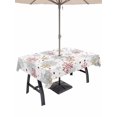 thumbnail image 1 of Outdoor Tablecloth with Umbrella Hole and Zipper, Red Yellow Snowflake Christmas Rectangle Table Cloth 52x70 Inch Waterproof Tablecloth, Xmas Snowflake Winter Picnic Table Cover for Patio Camping, 1 of 7