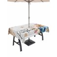 thumbnail image 1 of Outdoor Tablecloth with Umbrella Hole and Zipper, Retro Fall Wheat Rectangle Table Cloth 54x80 Inch Waterproof Tablecloth, Thanksgiving Pumpkin Leaves Wood Grain Picnic Table Cover for Patio Camping, 1 of 7