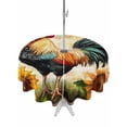 thumbnail image 1 of Outdoor Tablecloth with Umbrella Hole Zipper Retro Rooster Round Tablecloth 60" Waterproof Outside Table Cloth Pastoral Sunflower Watercolor Animals Patio Table Cover Tablecloths for Picnic Party, 1 of 8