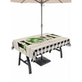 thumbnail image 1 of Outdoor Tablecloth with Umbrella Hole and Zipper, Rustic Home Rectangle Table Cloth 52x70 Inch Waterproof Tablecloth, Eucalyptus Leaves Floral Wooden Buffalo Plaid Picnic Table Cover for Patio, 1 of 7