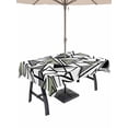 thumbnail image 1 of Outdoor Tablecloth with Umbrella Hole and Zipper, Sage Green Black Geometric Rectangle Table Cloth 60x102 Inch Waterproof Tablecloth, Abstract Art Modern Line Picnic Table Cover for Patio Camping, 1 of 7