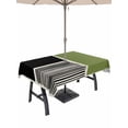 thumbnail image 1 of Outdoor Tablecloth with Umbrella Hole and Zipper, Sage Green Black Rectangle Table Cloth 60x120 Inch Waterproof Tablecloth, Farmhouse Striped Modern Abstract Art Picnic Table Cover for Patio Camping, 1 of 7