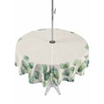 thumbnail image 1 of Outdoor Tablecloth with Umbrella Hole and Zipper, Sage Green Eucalyptus Round Table Cloth 60 Inch Waterproof Tablecloth, Spring Summer Leaves Rustic Burlap Picnic Table Cover for Patio Camping, 1 of 7
