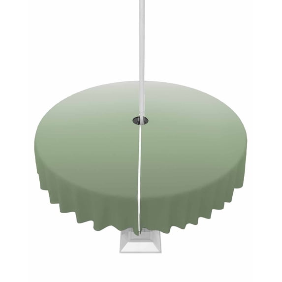 Outdoor Tablecloth with Umbrella Hole Zipper,Sage Green Gradient Ombre Minimalism Waterproof Zippered Table Cloth for Square Tables,Modern Art Patio Table Covers for Indoor Pinic Party