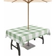 thumbnail image 1 of Outdoor Tablecloth with Umbrella Hole and Zipper Sage Green Outdoor Tablecloths 60x120 Waterproof Table Cloths Green Buffalo Plaid Patio Table Cloth Cover for Outdoor Tables Picnic Garden, 1 of 5