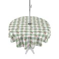 thumbnail image 1 of Outdoor Tablecloth with Umbrella Hole Zipper Sage Green Plaid Round Tablecloth 60" Waterproof Outside Table Cloth Checkered Farmhouse Patio Table Cover Tablecloths for Picnic Party, 1 of 8