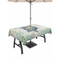 thumbnail image 1 of Outdoor Tablecloth with Umbrella Hole and Zipper, Sea Turtle Coastal Rectangle Table Cloth 52x70 Inch Waterproof Tablecloth, Blue Green Summer Beach Coral Ocean Picnic Table Cover for Patio Camping, 1 of 7