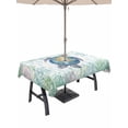 thumbnail image 1 of Outdoor Tablecloth with Umbrella Hole and Zipper, Sea Turtle Coastal Rectangle Table Cloth 54x80 Inch Waterproof Tablecloth, Blue Green Summer Beach Coral Picnic Table Cover for Patio Camping, 1 of 7