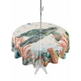 thumbnail image 1 of Outdoor Tablecloth with Umbrella Hole and Zipper, Sea Turtle Coastal Round Table Cloth 60 Inch Waterproof Tablecloth, Summer Nautical Starfish Coral Beige Picnic Table Cover for Patio Camping, 1 of 7