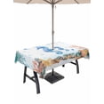 thumbnail image 1 of Outdoor Tablecloth with Umbrella Hole and Zipper, Seahorse Coastal Rectangle Table Cloth 60x102 Inch Waterproof Tablecloth, Summer Nautical Starfish Coral Ocean Picnic Table Cover for Patio Camping, 1 of 7