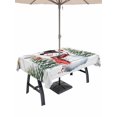 thumbnail image 1 of Outdoor Tablecloth with Umbrella Hole and Zipper, Snowman Christmas Rectangle Table Cloth 52x70 Inch Waterproof Tablecloth, Xmas Tree Snowflake Birds Branches Wooden Picnic Table Cover for Patio, 1 of 7