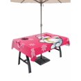 thumbnail image 1 of Outdoor Tablecloth with Umbrella Hole and Zipper, Snowman Pink Rectangle Table Cloth 60x120 Inch Waterproof Tablecloth, Christmas Balls Winter Snowflakes Rustic Checker Picnic Table Cover for Patio, 1 of 7
