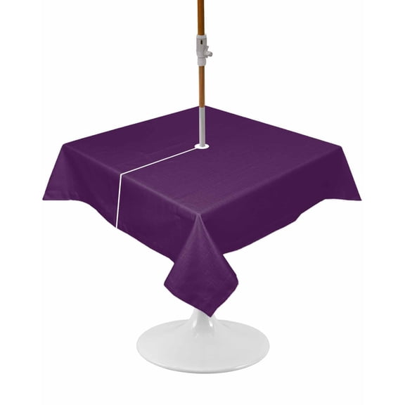 Outdoor Tablecloth with Umbrella Hole and Zipper Solid Purple Color Square Tablecloths 54x54 Inch Waterproof Table Cloths Purple Patio Table Cover for Outdoor Tables Picnic BBQS Party Decor