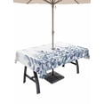thumbnail image 1 of Outdoor Tablecloth with Umbrella Hole and Zipper, Spring Blue Eucalyptus Rectangle Table Cloth 60x120 Inch Waterproof Tablecloth, Botanical Green Leaf Country Picnic Table Cover for Patio Camping, 1 of 7