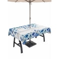 thumbnail image 1 of Outdoor Tablecloth with Umbrella Hole and Zipper, Spring Blue Floral Rectangle Table Cloth 60x120 Inch Waterproof Tablecloth, Farmhouse Weeping Floral Leaves Wood Picnic Table Cover for Patio Camping, 1 of 7