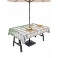 thumbnail image 1 of Outdoor Tablecloth with Umbrella Hole and Zipper, Spring Botanical Rectangle Table Cloth 52x70 Inch Waterproof Tablecloth, Green Leaves Deers Birds Flowers Gray Plaid Picnic Table Cover for Patio, 1 of 7
