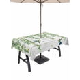 thumbnail image 1 of Outdoor Tablecloth with Umbrella Hole and Zipper, Spring Botanical Rectangle Table Cloth 60x120 Inch Waterproof Tablecloth, Watercolor Leaves Flowers Birds Gray Wood Picnic Table Cover for Patio, 1 of 7