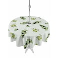 thumbnail image 1 of Outdoor Tablecloth with Umbrella Hole and Zipper, Spring Botanical Round Table Cloth 54 Inch Waterproof Tablecloth, Green Olive Berry Branches Leaves Fruit Picnic Table Cover for Patio Camping, 1 of 7