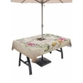 thumbnail image 1 of Outdoor Tablecloth with Umbrella Hole and Zipper, Spring Daisy Rectangle Table Cloth 54x80 Inch Waterproof Tablecloth, Pink Flowers Wreath Leaves Farmhouse Vintage Picnic Table Cover for Patio, 1 of 7