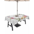 thumbnail image 1 of Outdoor Tablecloth with Umbrella Hole and Zipper, Spring Daisy Rectangle Table Cloth 60x102 Inch Waterproof Tablecloth, Pink Flowers Wreath Leaves Farmhouse White Wood Picnic Table Cover for Patio, 1 of 7