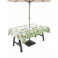 thumbnail image 1 of Outdoor Tablecloth with Umbrella Hole and Zipper, Spring Daisy Rectangle Table Cloth 60x102 Inch Waterproof Tablecloth, Watercolor Flowers Floral Green Stripes Picnic Table Cover for Patio Camping, 1 of 7
