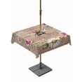 thumbnail image 1 of Outdoor Tablecloth with Umbrella Hole and Zipper, Spring Daisy Square Table Cloth 60x60 Inch Waterproof Tablecloth, Pink Flowers Wreath Leaves Farmhouse Brown Picnic Table Cover for Patio Camping, 1 of 7