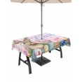 thumbnail image 1 of Outdoor Tablecloth with Umbrella Hole and Zipper, Spring Easter Bunny Rectangle Table Cloth 60x102 Inch Waterproof Tablecloth, Pink Plaid Tulip Botanical Eggs Picnic Table Cover for Patio Camping, 1 of 7