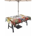 thumbnail image 1 of Outdoor Tablecloth with Umbrella Hole and Zipper, Spring Easter Bunny Rectangle Table Cloth 60x120 Inch Waterproof Tablecloth, Grey Wooden Red Floral Easter Eggs Picnic Table Cover for Patio Camping, 1 of 7