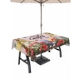 thumbnail image 1 of Outdoor Tablecloth with Umbrella Hole and Zipper, Spring Easter Bunny Rectangle Table Cloth 60x84 Inch Waterproof Tablecloth, Pink Wooden Red Floral Easter Eggs Picnic Table Cover for Patio Camping, 1 of 7
