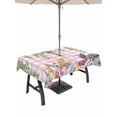 thumbnail image 1 of Outdoor Tablecloth with Umbrella Hole and Zipper, Spring Easter Rectangle Table Cloth 52x70 Inch Waterproof Tablecloth, Watercolor Floral Eggs Rabbits Leaf Pink Plaid Picnic Table Cover for Patio, 1 of 7