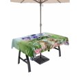 thumbnail image 1 of Outdoor Tablecloth with Umbrella Hole and Zipper, Spring Easter Rectangle Table Cloth 60x102 Inch Waterproof Tablecloth, Purple Floral Summer Botanical Ombre Picnic Table Cover for Patio Camping, 1 of 7