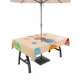 thumbnail image 1 of Outdoor Tablecloth with Umbrella Hole and Zipper, Spring Easter Rectangle Table Cloth 60x84 Inch Waterproof Tablecloth, Bunny Colorful Eggs Floral Beige Picnic Table Cover for Patio Camping, 1 of 7