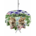 thumbnail image 1 of Outdoor Tablecloth with Umbrella Hole and Zipper, Spring Easter Round Table Cloth 54 Inch Waterproof Tablecloth, Purple Floral Summer Botanical Green Plaid Picnic Table Cover for Patio Camping, 1 of 7
