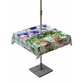 thumbnail image 1 of Outdoor Tablecloth with Umbrella Hole and Zipper, Spring Easter Square Table Cloth 60x60 Inch Waterproof Tablecloth, Purple Floral Summer Botanical Teal Plaid Picnic Table Cover for Patio Camping, 1 of 7