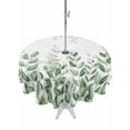 thumbnail image 1 of Outdoor Tablecloth with Umbrella Hole and Zipper, Spring Emerald Green Eucalyptus Round Table Cloth 60 Inch Waterproof Tablecloth, Botanical Leaf Country Picnic Table Cover for Patio Camping, 1 of 7