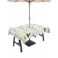 thumbnail image 1 of Outdoor Tablecloth with Umbrella Hole and Zipper, Spring Floral Rectangle Table Cloth 52x70 Inch Waterproof Tablecloth, Summer Botanical Sage Green Striped Picnic Table Cover for Patio Camping, 1 of 7