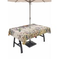 thumbnail image 1 of Outdoor Tablecloth with Umbrella Hole and Zipper, Spring Floral Rectangle Table Cloth 54x80 Inch Waterproof Tablecloth, Daisy Sunflowers Wisteria Hummingbird Beige Picnic Table Cover for Patio, 1 of 7