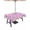 thumbnail image 1 of Outdoor Tablecloth with Umbrella Hole and Zipper, Spring Floral Rectangle Table Cloth 60x120 Inch Waterproof Tablecloth, Summer Botanical Purple Pink Flower Picnic Table Cover for Patio Camping, 1 of 7