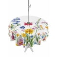 thumbnail image 1 of Outdoor Tablecloth with Umbrella Hole Zipper Spring Floral Round Tablecloth 60" Waterproof Outside Table Cloth Colorful Summer Watercolor Botanical Patio Table Cover Tablecloths for Picnic Party, 1 of 8
