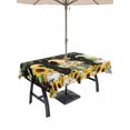 thumbnail image 1 of Outdoor Tablecloth with Umbrella Hole and Zipper, Spring Gnomes Rectangle Table Cloth 60x120 Inch Waterproof Tablecloth, Farmhouse Botanical Sunflowers Wooden Grain Picnic Table Cover for Patio, 1 of 7