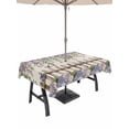 thumbnail image 1 of Outdoor Tablecloth with Umbrella Hole and Zipper, Spring Purple Flowers Rectangle Table Cloth 60x120 Inch Waterproof Tablecloth, Farmhouse Leaves Fences Burlap Picnic Table Cover for Patio Camping, 1 of 7
